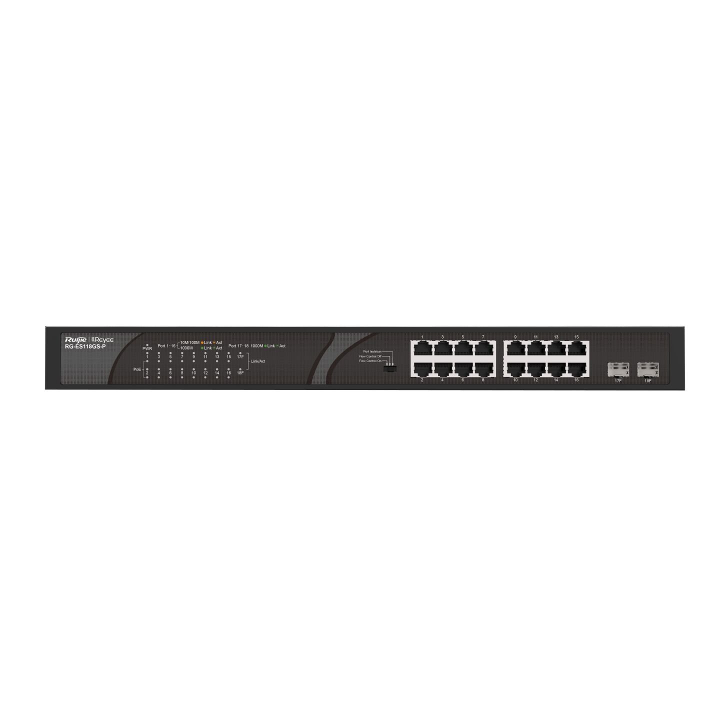 Ruijie Reyee RG-ES118GS-P 16x10/100/1000Mbps PoE+ GE Port + 2x10/100/1000Mbps GE/SFP Combo Uplink 247W Full Gigabit Akıllı Yönetilebilir PoE Switch