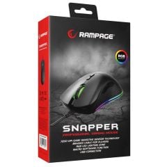 Rampage SMX-R53 SNAPPER USB Siyah 7200DPI RGB Aydınlatmalı Gaming Mouse