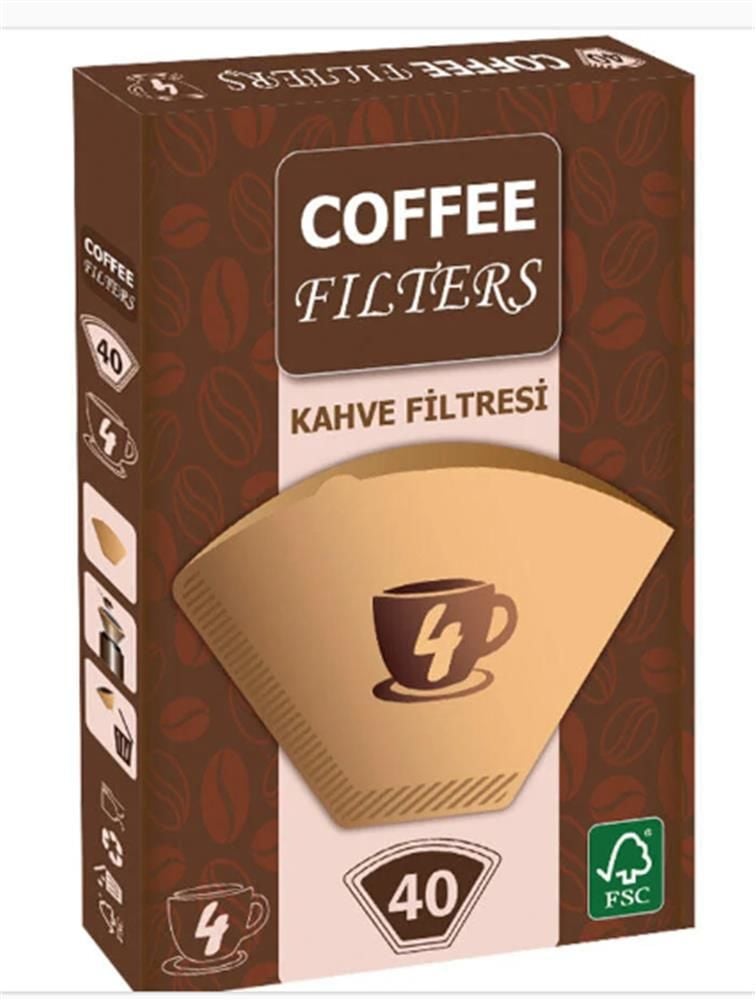 Coffee Filters 1x4 (4 Numara) Kahve Filtre Kağıdı - 40 Adet