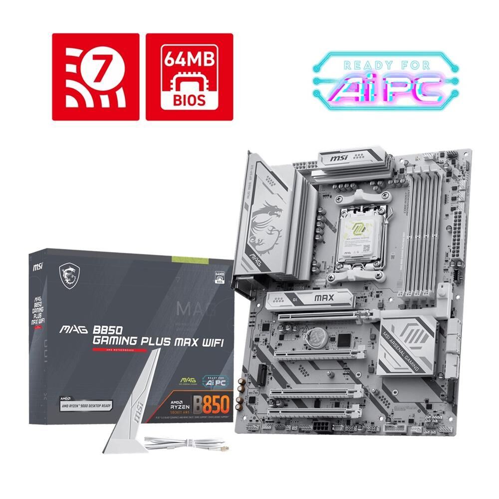 Msı B850 Gamıng Plus Wıfı Pz Am5 Ddr5 8200MHZ(OC) Dp 3x M.2 USB 10GBS 5g Lan Wı-Fı 7 Atx Anakart
