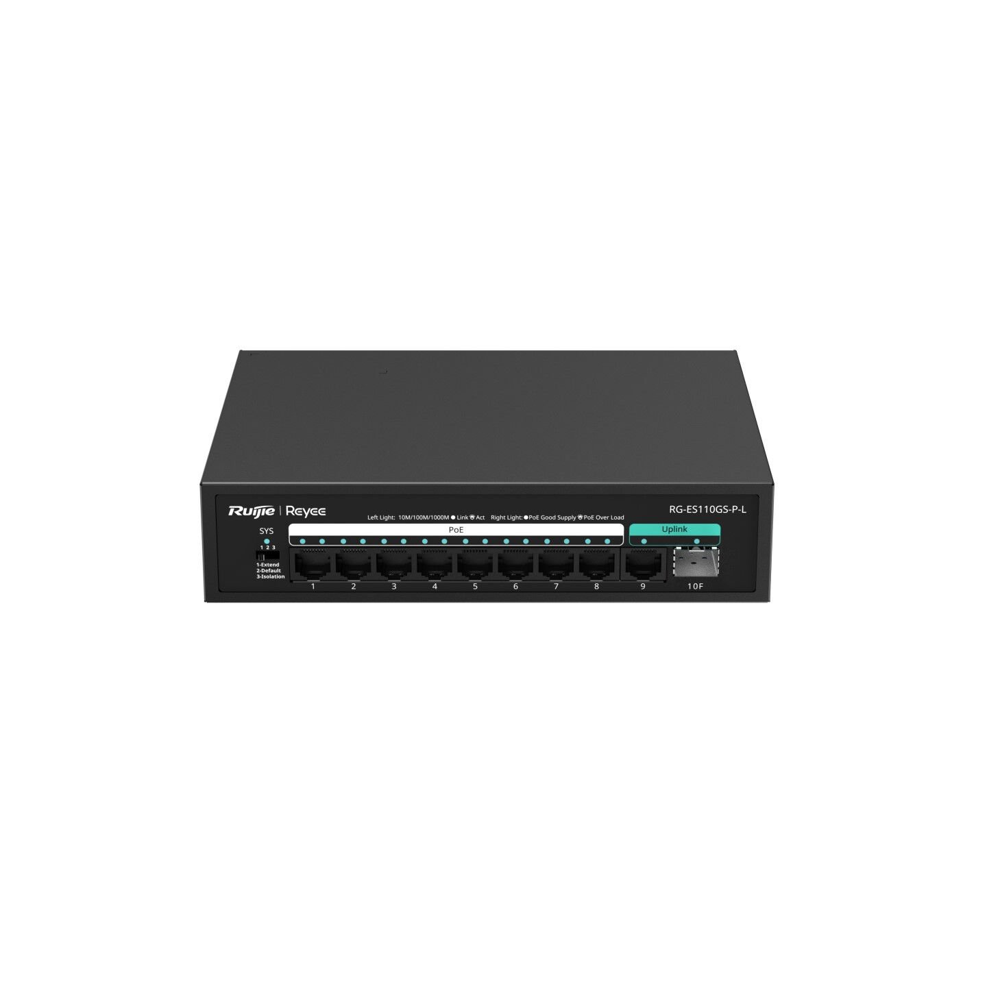 Ruijie Reyee RG-ES110GS-P-L 8x10/100/1000Mbps PoE+ GE Port + 2x10/100/1000Mbps GE Uplink 120W Full Gigabit Yönetilebilir PoE Switch