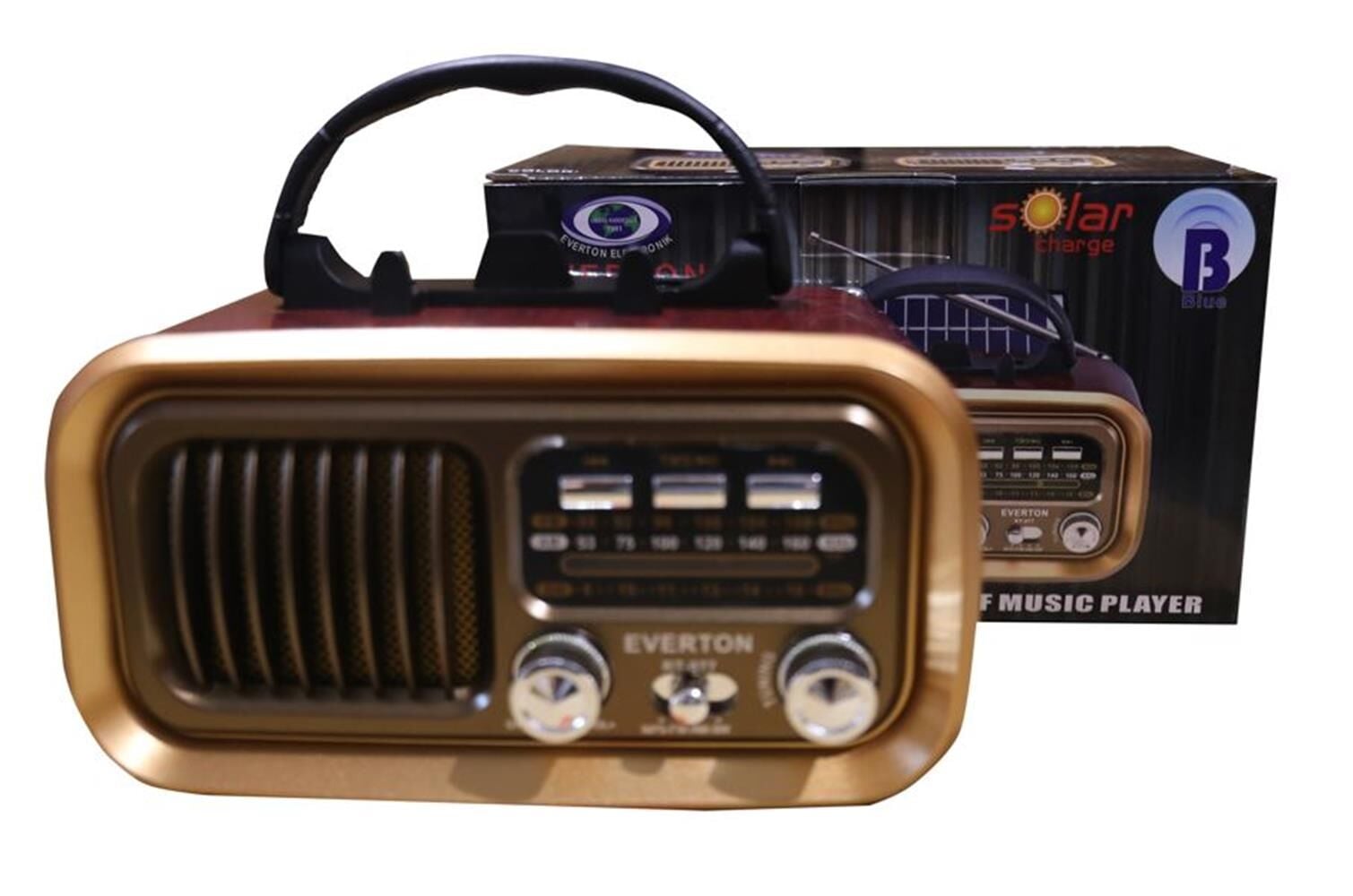 Everton RT-877 Nostaljik Şarjlı Radyo Bluetooth/USB/SD/FM Güneş Panelli Ses Sistemi