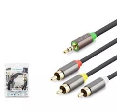 HADRON HDX1064 3.5MM TO 3RCA KABLO 2LINE GOLD 1.5M SİYAH