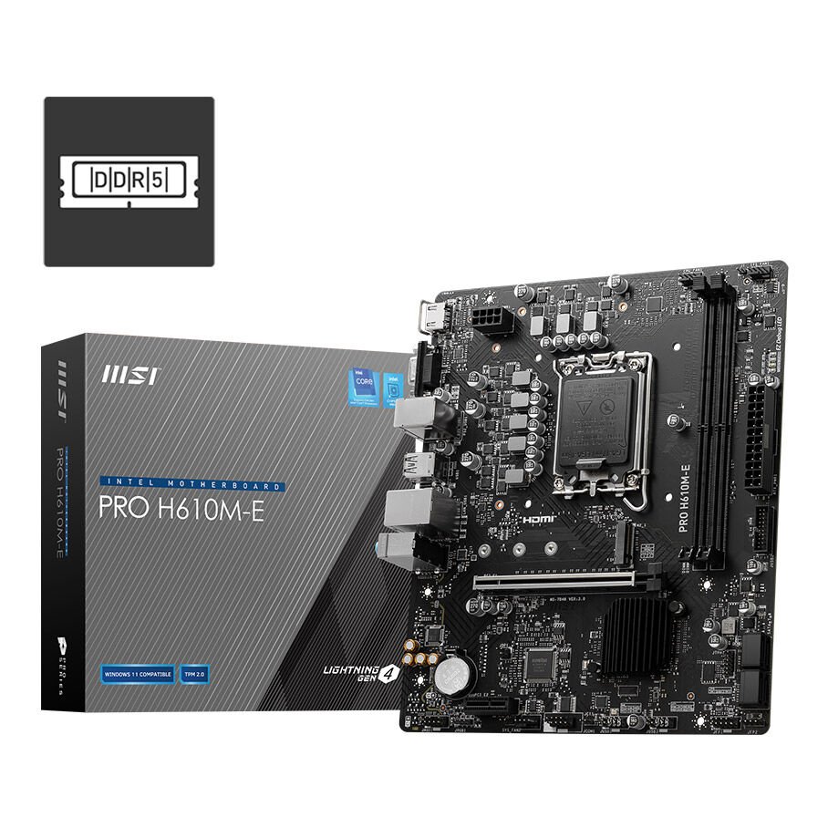 MSI PRO H610M-E Intel H610 Soket 1700 DDR5 5600MHz(OC) M.2 HDMI VGA mATX Anakart