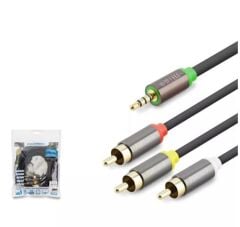 Hadron HDX1066 3.5mm to 3RCA Kablo 2Line Gold 5 Metre Siyah