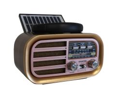 Everton RT-877 Güneş Enerji Panelli Bluetooth FM-USB-TF-AUX Şarjlı Nostaljik Radyo