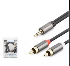 Hadron HDX1067 3.5mm to 2RCA Kablo 2Line Gold 1.5 Metre Siyah