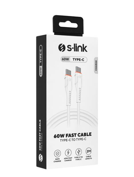 S-link SW-C135 2 Metre 3A USB Type-C to Type-C Hızlı Data ve Şarj Kablosu