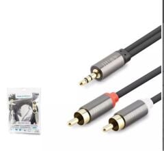 Hadron HDX1068 3.5mm to 2RCA Kablo 2Line Gold 3 Metre Siyah