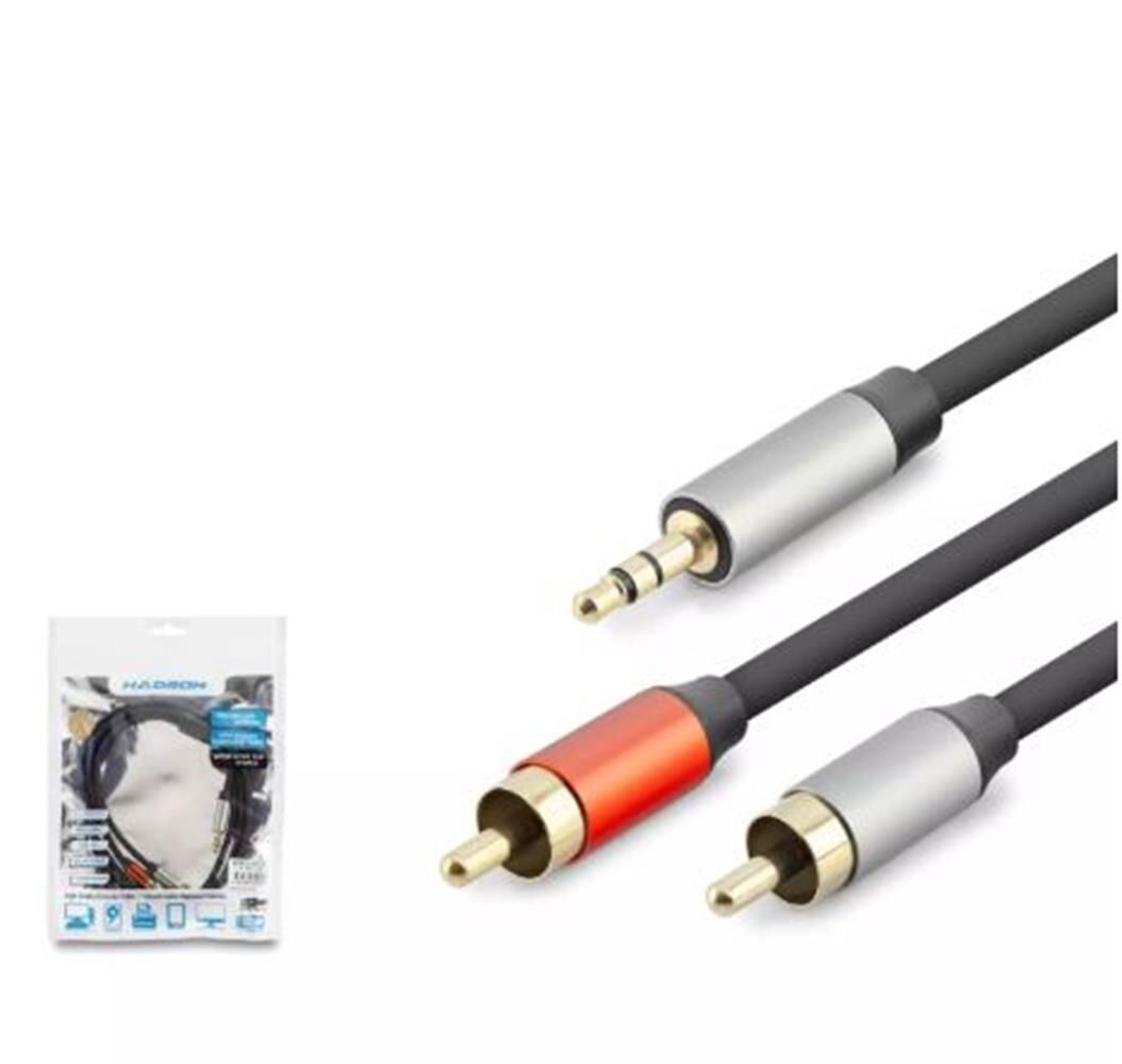Hadron HDX1073 3.5mm to 2RCA Kablo 2Line Gold 1.5 Metre Siyah