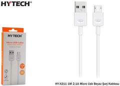 Hytech HY-X211 2.1A Micro USB 1m Beyaz Data ve Şarj Kablosu