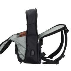 PLM Torino-Usb 15.6'' Lacivert Su Geçirmez Kumaş Notebook Sırt Çantası USB Şarj Portlu