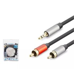 Hadron HDX1074 3.5mm to 2RCA Kablo 2Line Gold 3 Metre Siyah