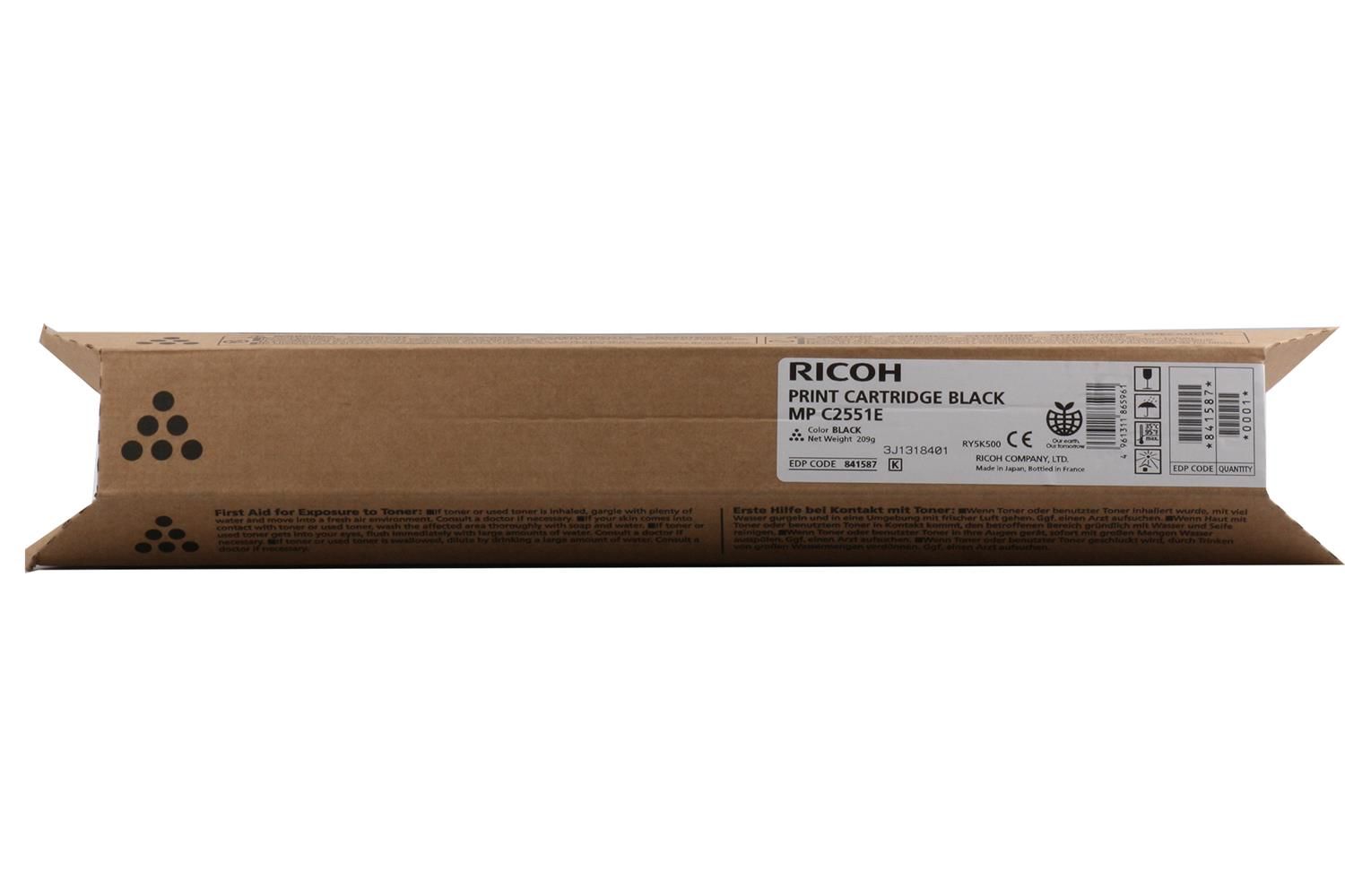 Ricoh MP C2551 Black Siyah Orijinal Fotokopi Toneri (Aficio MP C2030, C2050, C2530, C2550 Serisi Uyumlu)