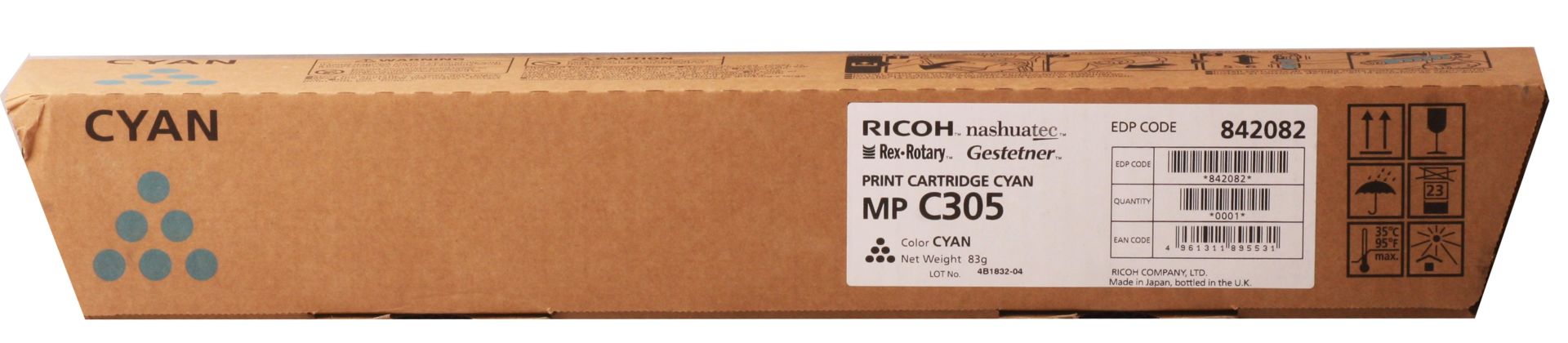 Ricoh MP C305 Cyan (Mavi) Orijinal Fotokopi Toneri (841591) - Aficio MP C305SP / C305SPF Serisi Uyumlu