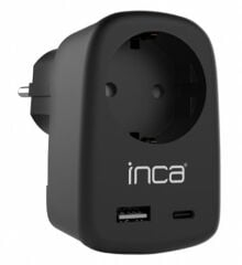 Inca IPW-42SY 1x Type-C + 1x USB-A Şarj Girişli Topraklı Duvar Prizi - Siyah