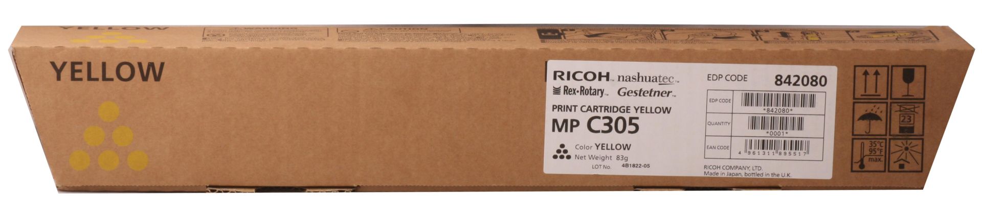 Ricoh MP C305 Yellow Sarı Orijinal Fotokopi Toneri (MP C305SP, MP C305SPF Serisi Uyumlu)