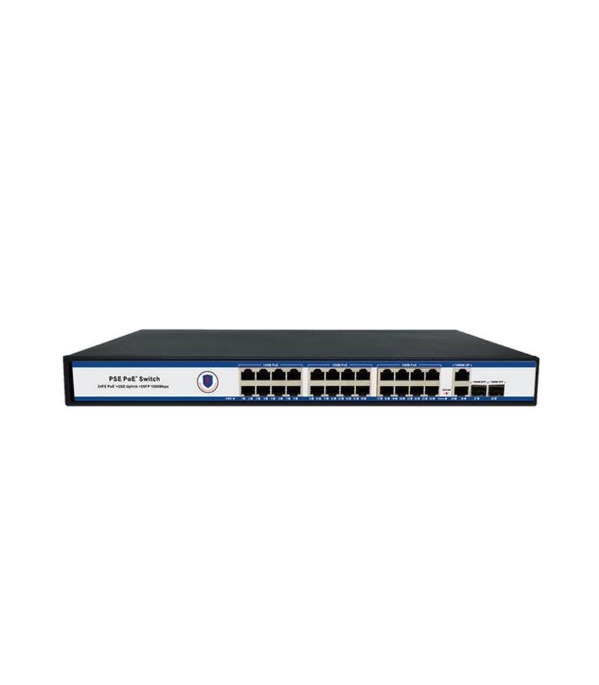 Nova NVC-PSE2422G 24 Port PoE+ 10/100 Mbps Switch + 2 Uplink 10/100/1000 Mbps + 2 SFP 300W