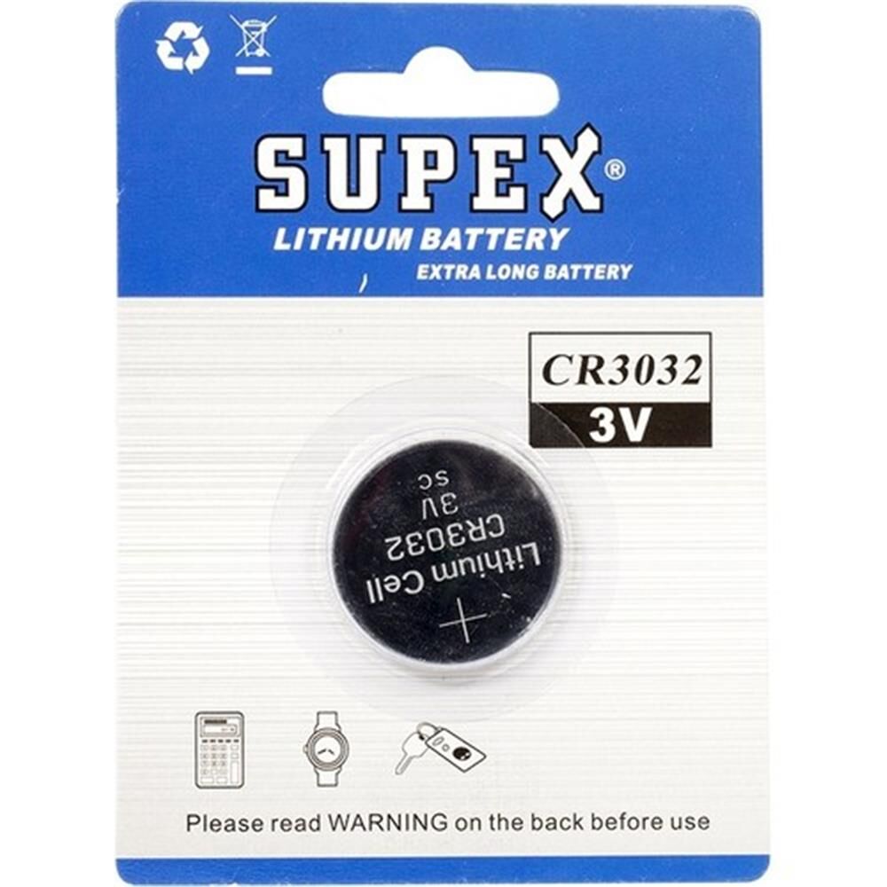 Supex CR3032 3V Lityum Düğme Pil - 1'li Blister Paket