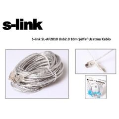 S-link SL-AF2010 Usb2.0 10m Şeffaf Uzatma Kablo
