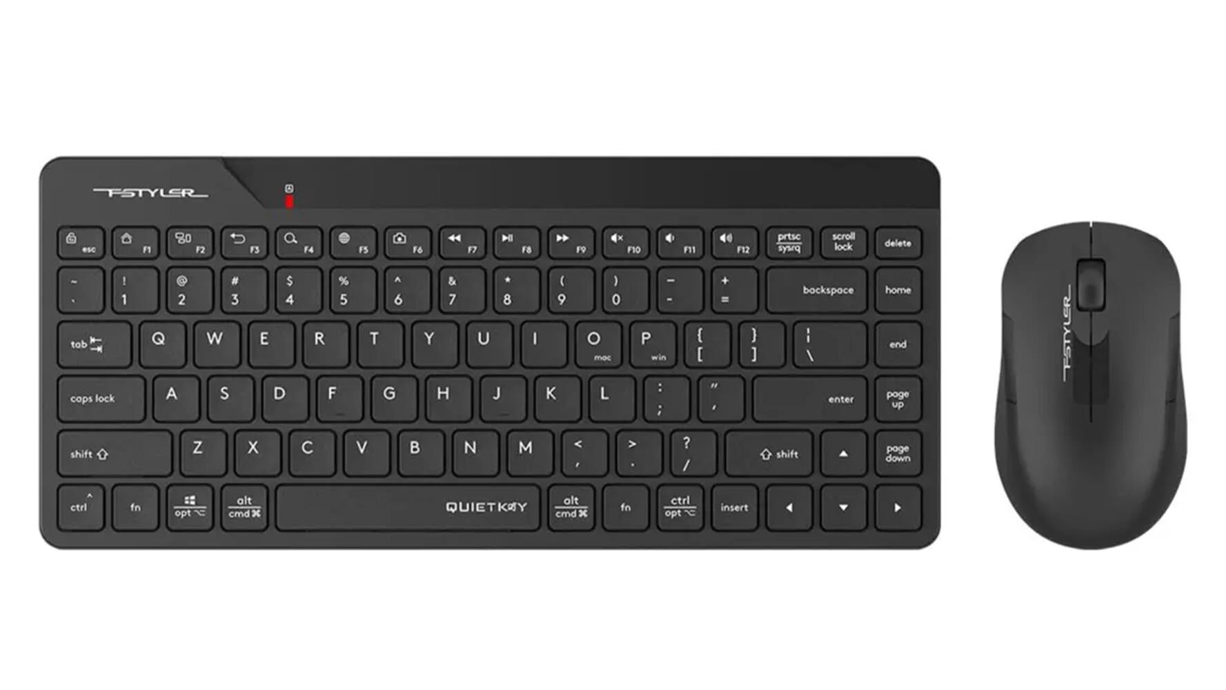 A4 Tech Fstyler FG2200 2.4GHz Kablosuz 1200 DPI FN-Multimedya Türkçe Q Mini Klavye & Mouse Set - Siyah