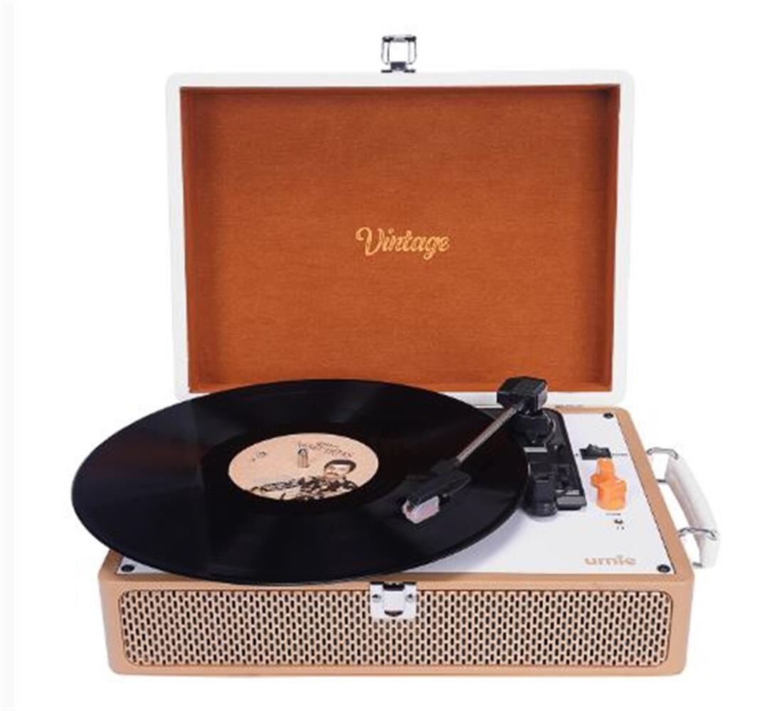 UMIE Vintage UM-P353 Bluetooth Hoparlörlü, AUX ve RCA Çıkışlı Çanta Tipi Pikap