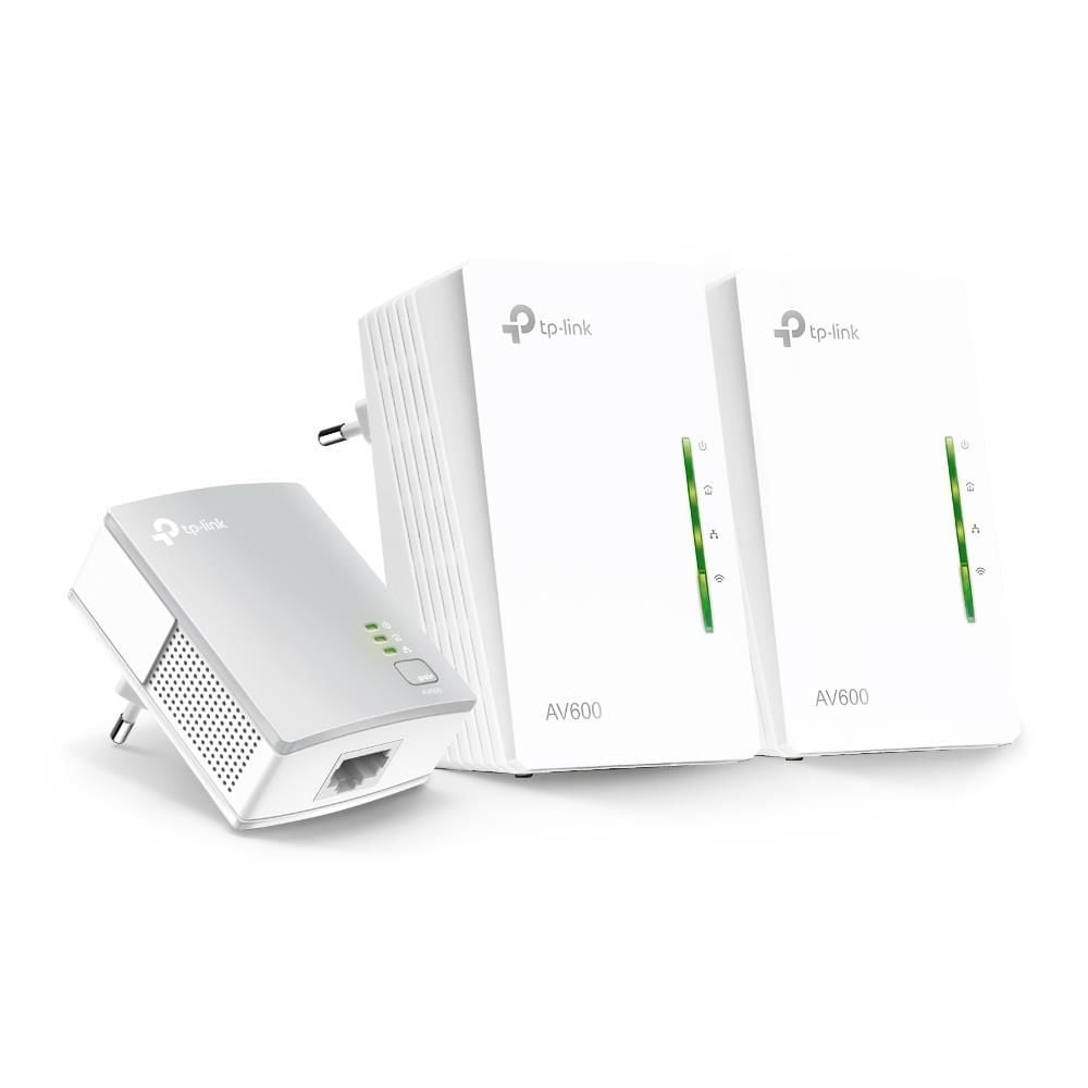 Tp‑Link TL‑WPA4220T KIT AV600 Powerline 300 Mbps Kablosuz 3’lü Adaptör Seti (2× TL‑WPA4220 + 1× TL‑PA4010) – 2× 10/100 Mbps Ethernet, Wi‑Fi Clone, HomePlug AV2