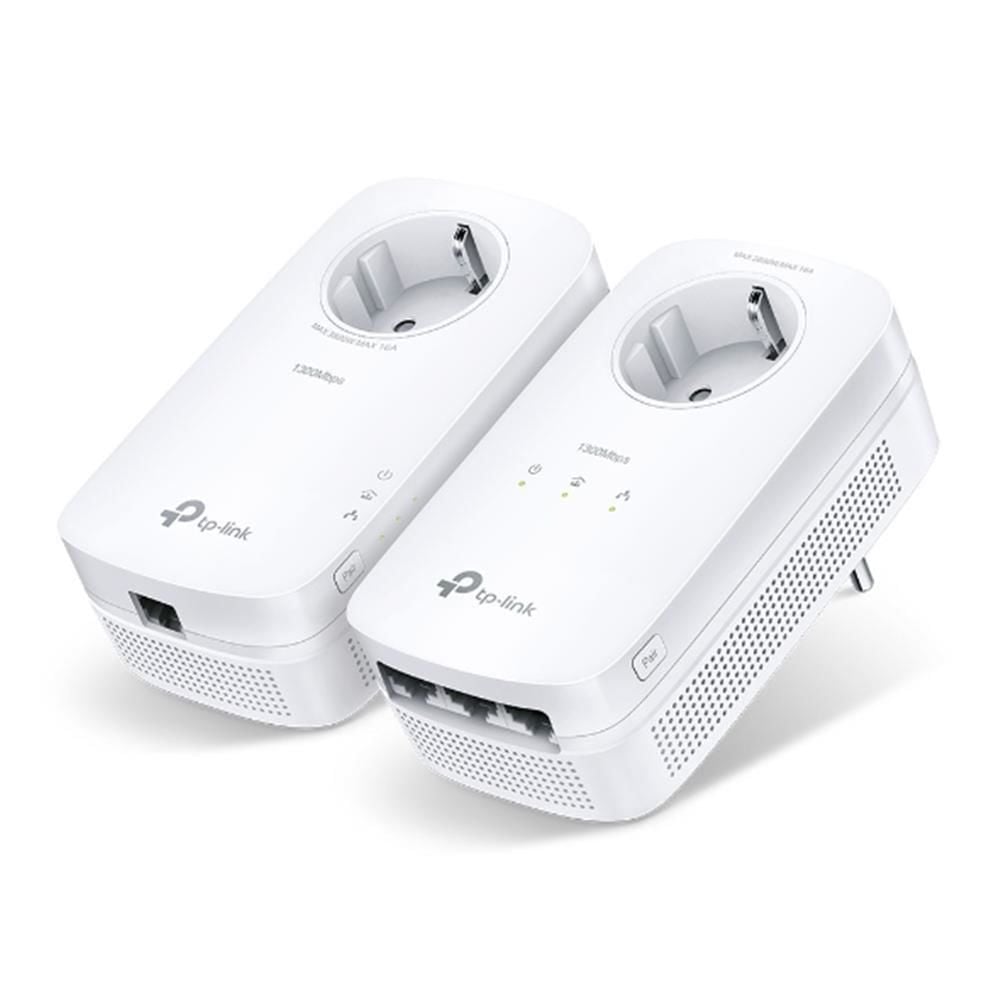 TP‑Link TL‑PA8033PKIT AV1300 1300 Mbps 2×2 MIMO Beamforming 3x Gigabit Ethernet + Geçişli Prize Sahip Powerline Adaptör Kiti (TL‑PA8010P + TL‑PA8030P),Beyaz