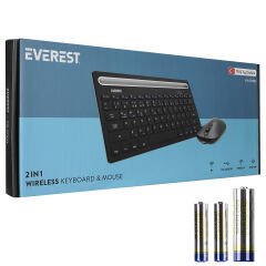 Everest KM-BT803 Siyah 3'ü 1 Arada Bluetooth 5.0 + 3.0 + 2.4GHz 1600 DPI Q Multimedia Kablosuz Klavye Mouse Seti