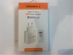 Megatech 25W2 25W USB-A Hızlı Ev Şarj Cihazı (3.0A, Akım Korumalı)