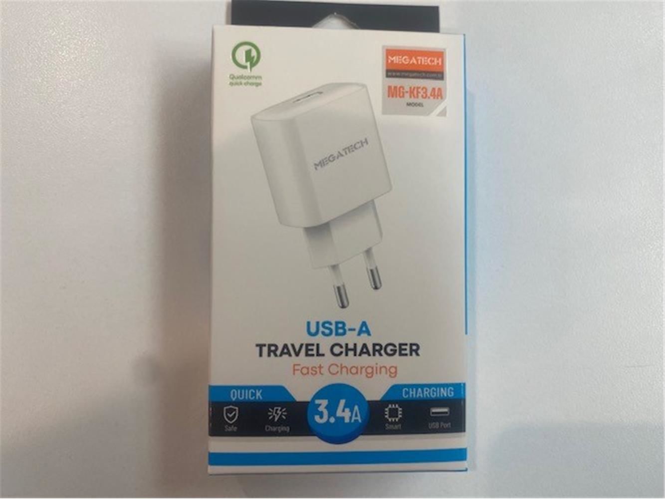 Megatech Mg-KF3.4A 3.4A Single USB Wall Charger Fast Charging Adapter