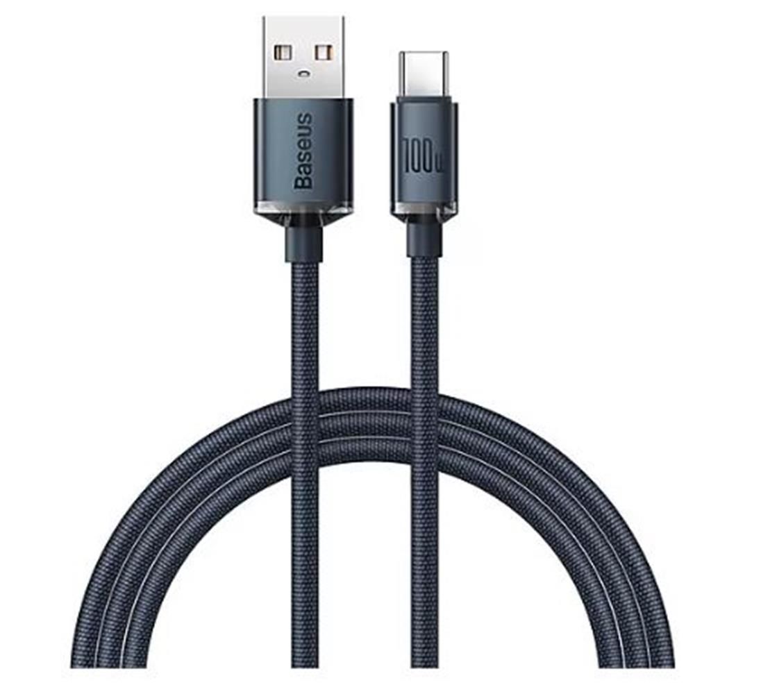 Baseus Crystal Shine Series 100W USB-C to USB-C 2m Hızlı Şarj ve Veri Kablosu - Siyah (CAJY000701)