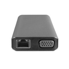 Hytech HY-USBC32 8 in 1 USB-C Hub - 4K HDMI, RJ45 Ethernet, PD Şarj, USB 3.0/2.0 Veri Çoklayıcı - Gri Metal