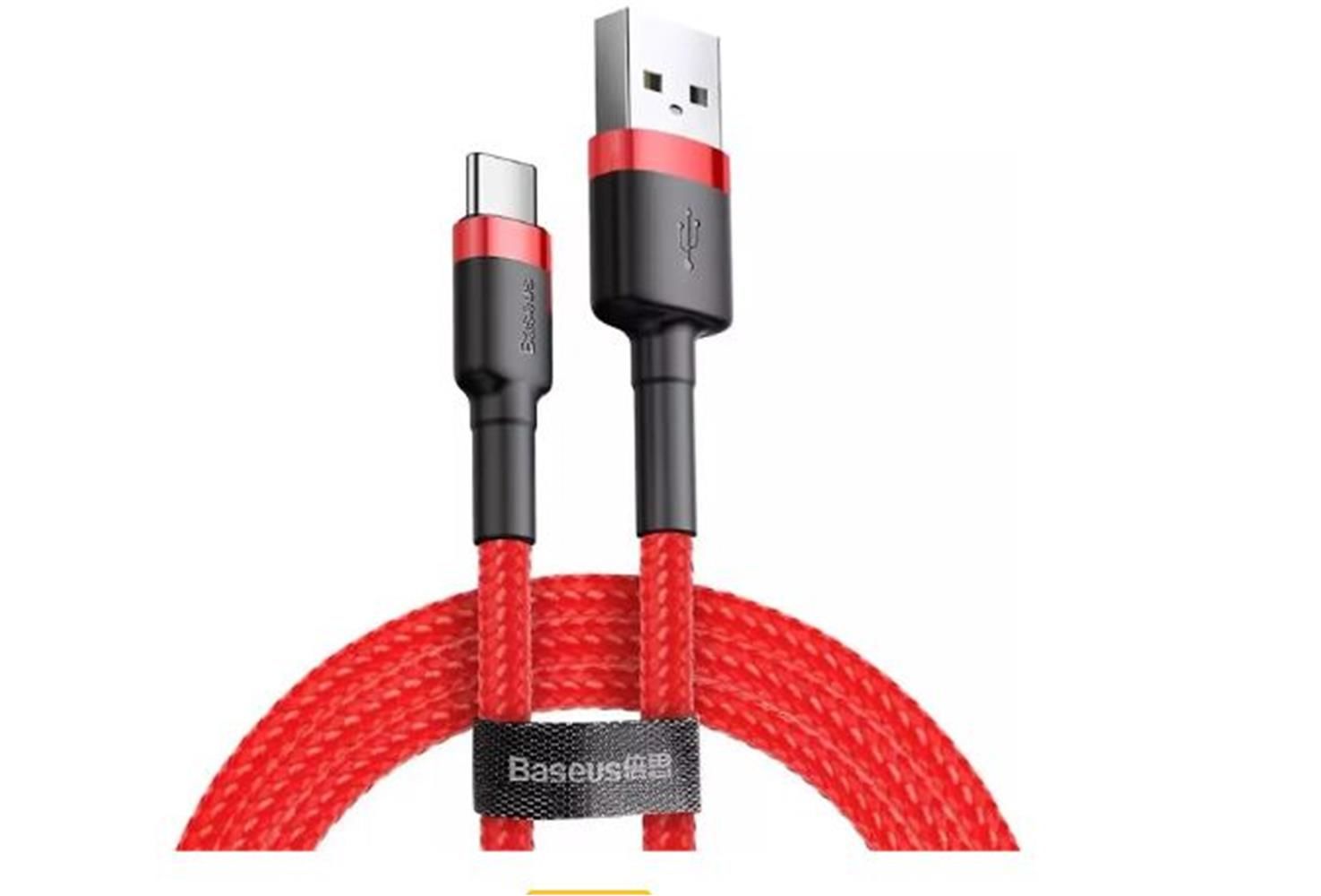 Baseus Cafule Series 3A USB-A to USB-C 1 Metre Hızlı Şarj ve Veri Kablosu - Kırmızı/Siyah (CATKLF-G91)