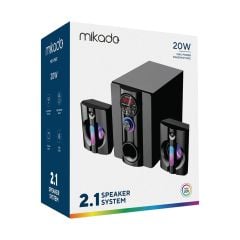 Mikado MD-95BT 2+1 20W Siyah Multimedya Hoparlör FM-BT-SD-USB Kumandalı