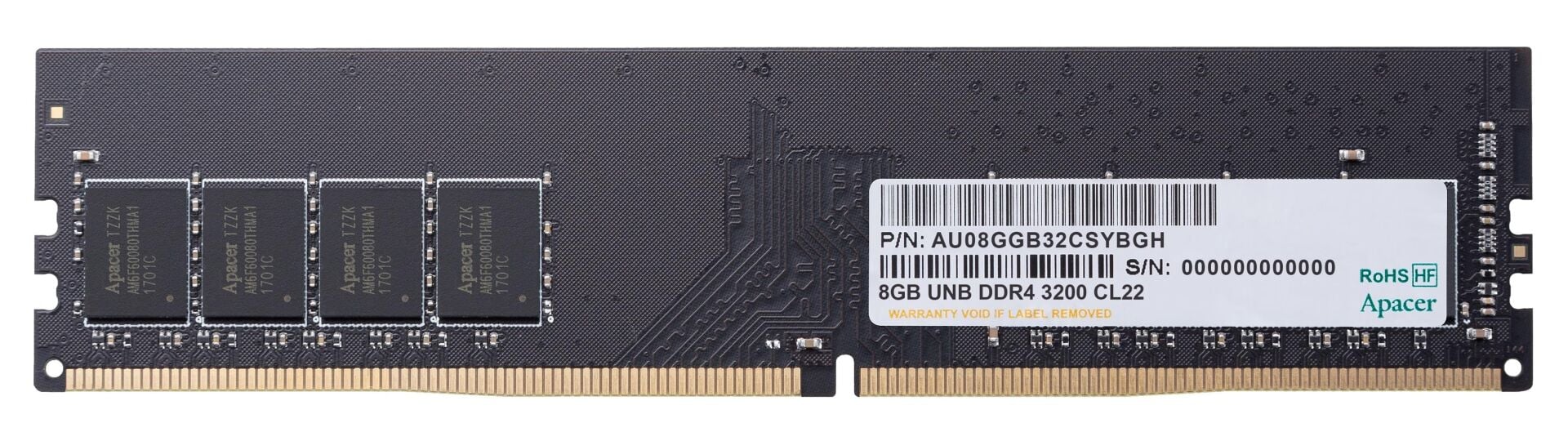 Apacer 8GB DDR4 3200MHz CL22 Unbuffered DIMM Masaüstü RAM (AU08GGB32CSYBGH)