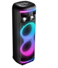 Mikado MD-64BT 60W Kablosuz Mikrofonlu Şarjlı RGB Işıklı USB/TF/TWS/AUX Destekli Siyah Bluetooth Ses Sistemi