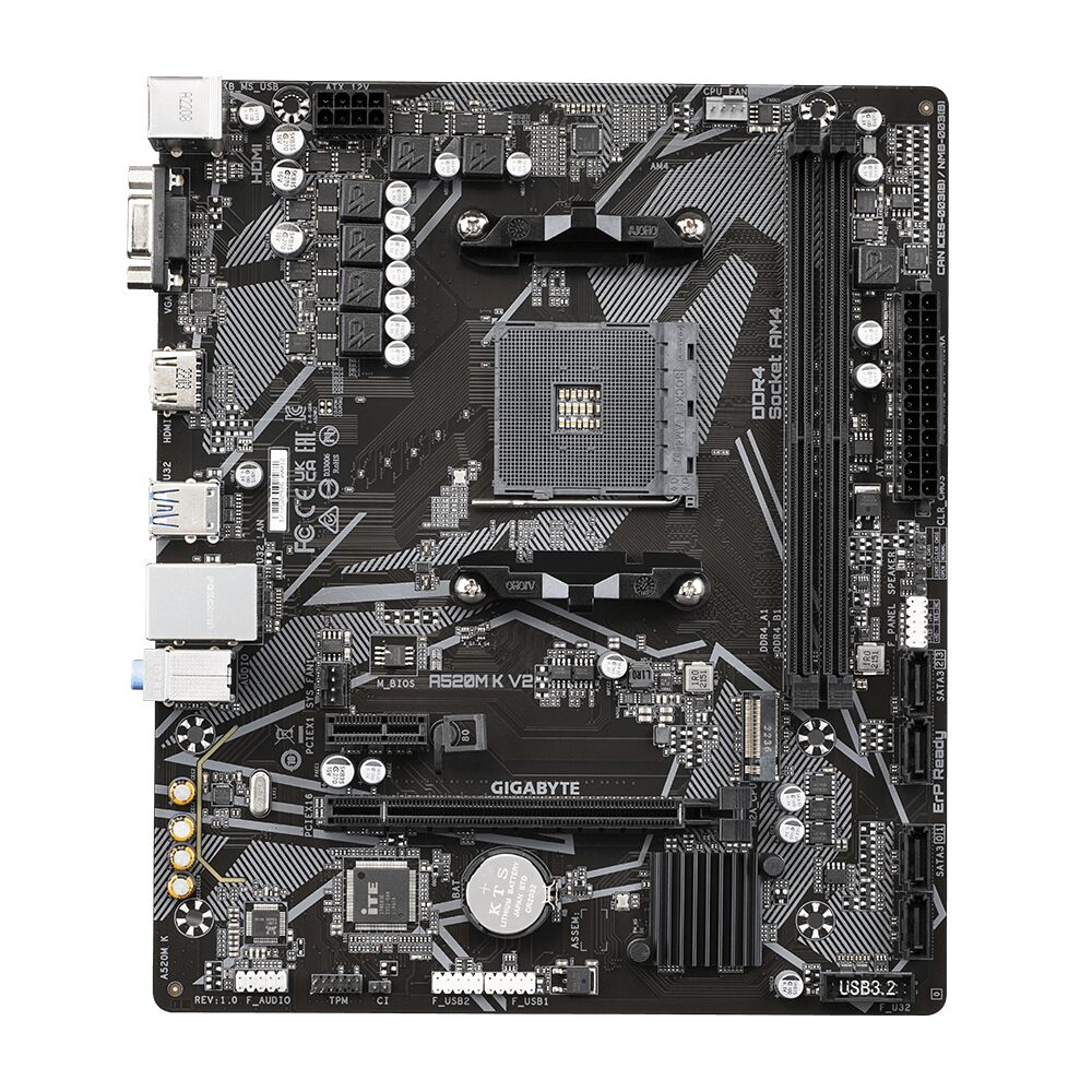 Gigabyte A520M K V2 AMD A520 Soket AM4 DDR4 5100(OC)MHz mATX Anakart