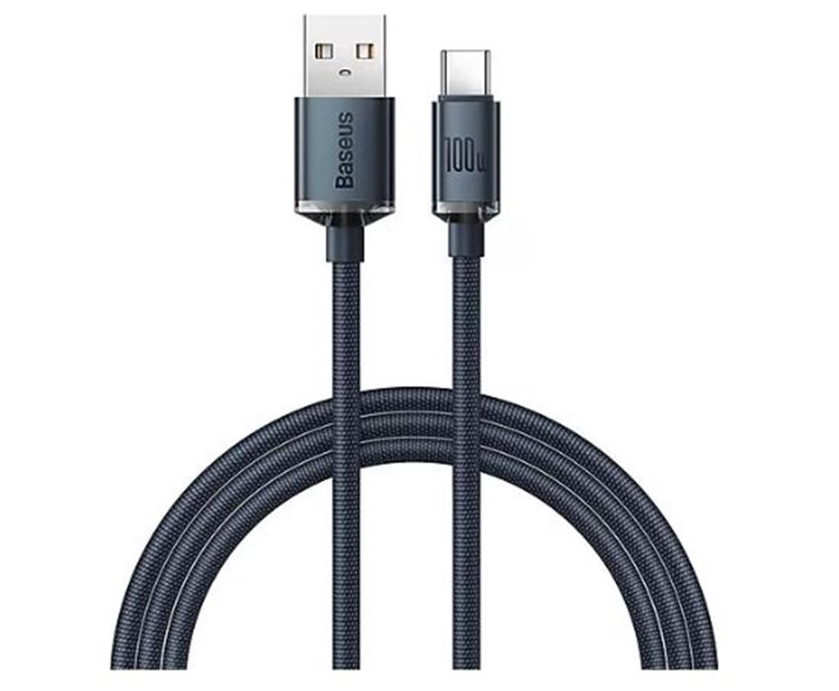 Baseus Crystal Shine Series USB-A to USB-C 100W 1.2m Fast Charging Data Cable - Black (CAJY000401)