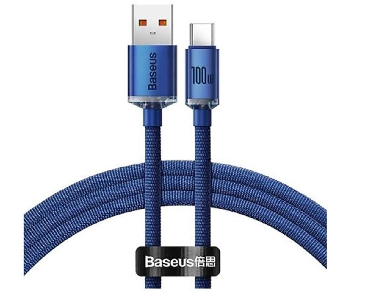 Baseus Crystal Shine Series USB-A to USB-C 100W 1.2m Fast Charging Data Cable - Blue (CAJY000403)