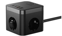 Baseus Pow Cube 7 Port 1.5m 30W Siyah Şarj Adaptörü (E00066400117-00)