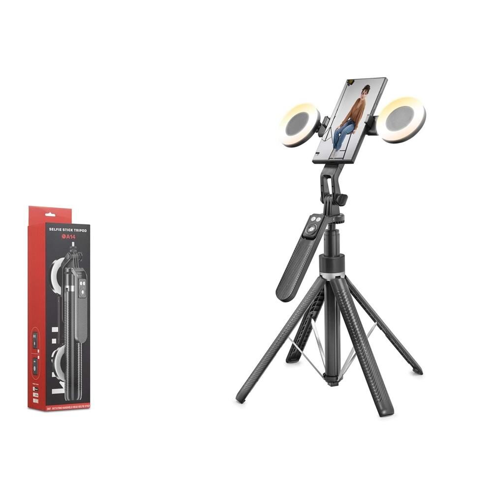 Nodar ND1032 Profesyonel 180cm Bluetooth 4.2 Uzaktan Kumandalı ve Işıklı Tripod Selfie Çubuğu - Siyah