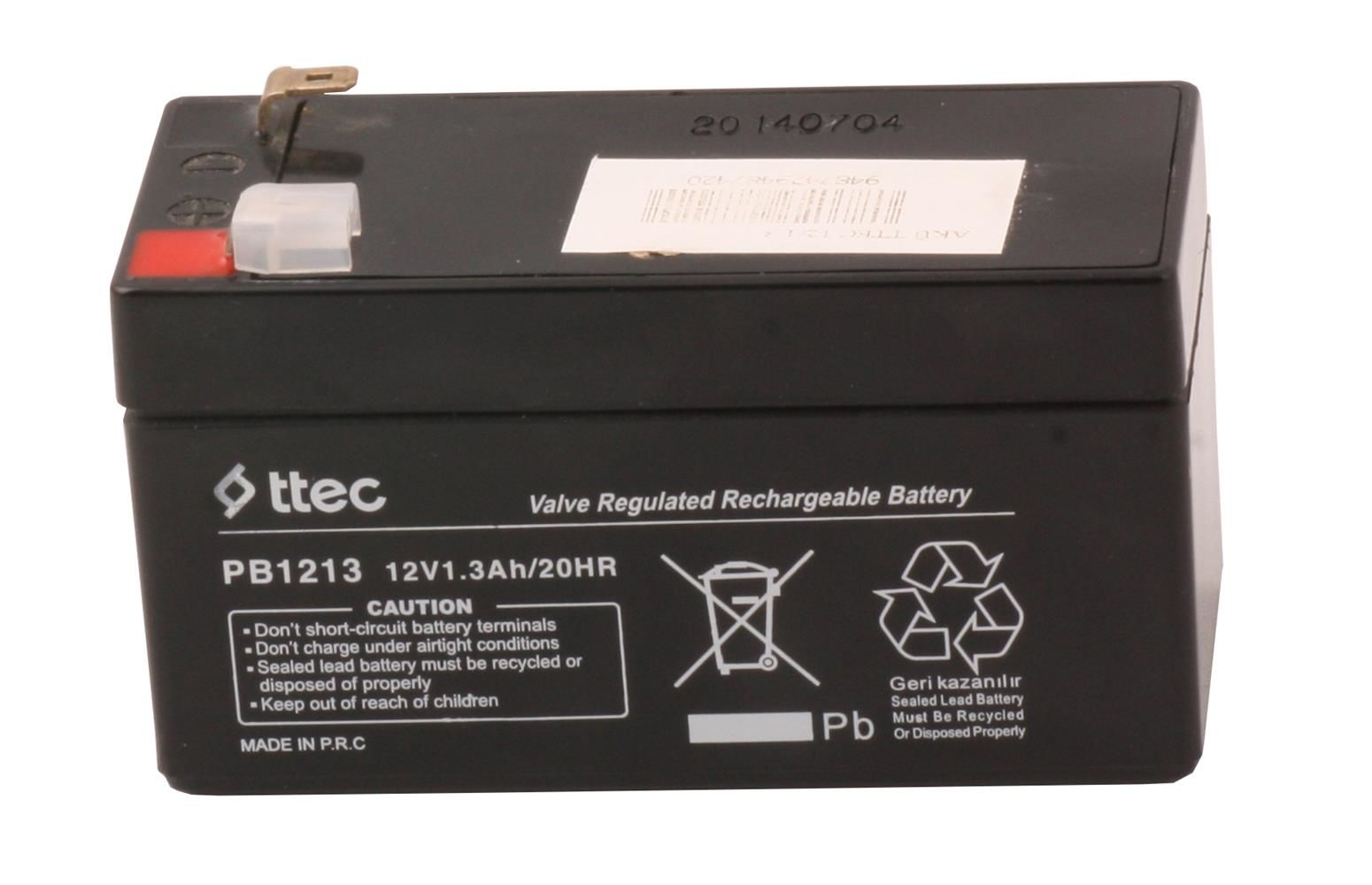 Ttec 12V 1.3Ah VRLA AGM Bakımsız Kuru Akü - Şarj Edilebilir Kurşun Asit Batarya