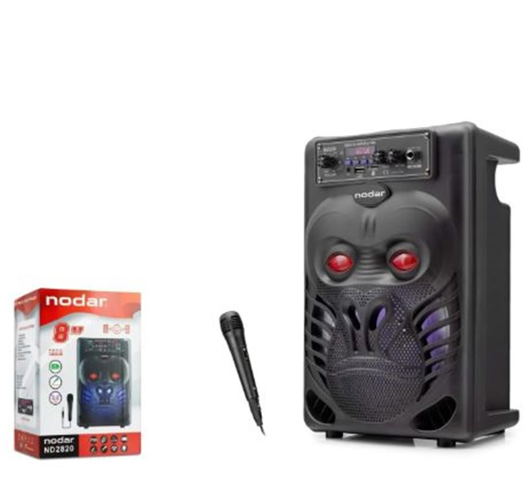 Nodar ND-2820 8 İnç RGB Işıklı Bluetooth Hoparlör FM Radyo Siyah