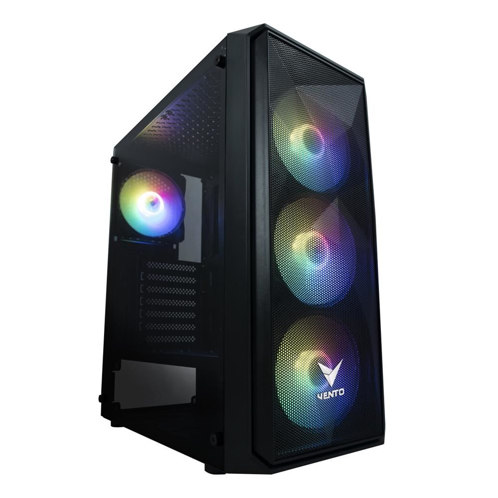 VENTO VG10F 650W 80+ Bronze RGB Fanlı ATX Mid‑Tower Temperli Cam Gaming Kasa Siyah