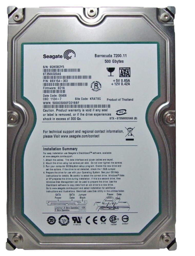 Seagate Barracuda 7200.11 500GB 7200RPM 32MB Cache SATA 3.0Gb/s 3.5'' Dahili Sabit Disk (ST3500320AS)