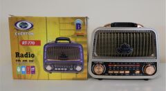 Everton Rt-770  Şarjlı Led Işıklı  Nostaljik Radyo(Bluetooth Fm-Usb-Tf-Aux)