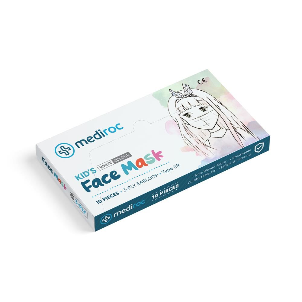 Mediroc Wexta Çocuk Maskesi Beyaz 3 Katlı Melt Blown Filtreli Tıbbi Maske 10 Adet