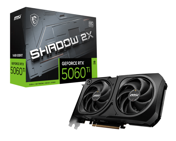 16 GB MSI RTX 5060TI 16G SHADOW 2X OC PLUS GDDR7 128B PCIE 5.0 X16 (3xDP 1xHDMI)