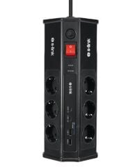 S-link PRZ03 PrizHive 3M 630 Joule 1.5mm 2 USB 2 TypeC 2.4A-5V 500V 6000V 6lı Akım Korumalı Priz